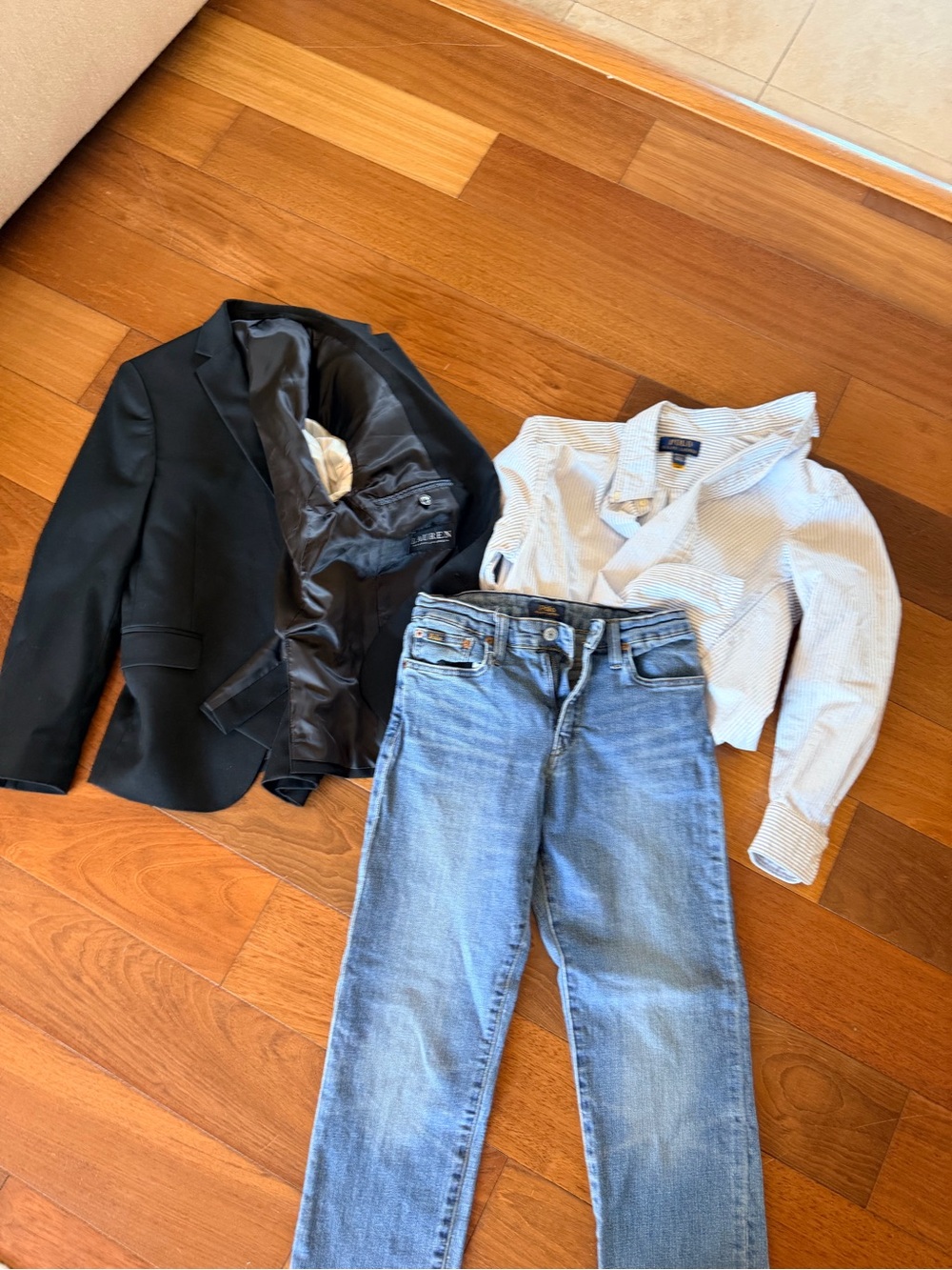 Lauren by Ralph Lauren Black Blazer, button down and jeans